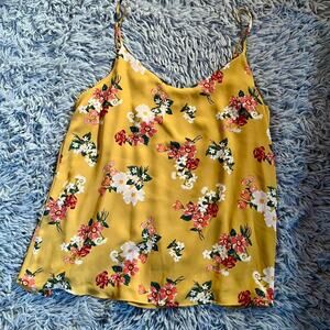 Mustard‎ Yellow Floral Fairy Cottage Core Bohemian Lagenlook Flowy Camisole